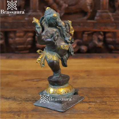 Brass Dancing Ganesha Weight 3.64 Kg & Height 11 Inch