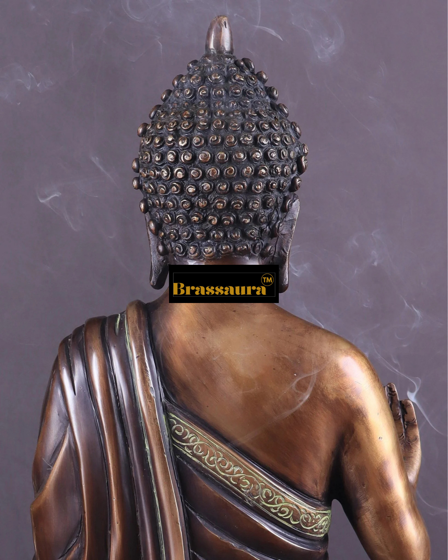 Brassaura™ Pure Brass Buddha Idol – Height 15 Inches, Weight 7.8 Kgs