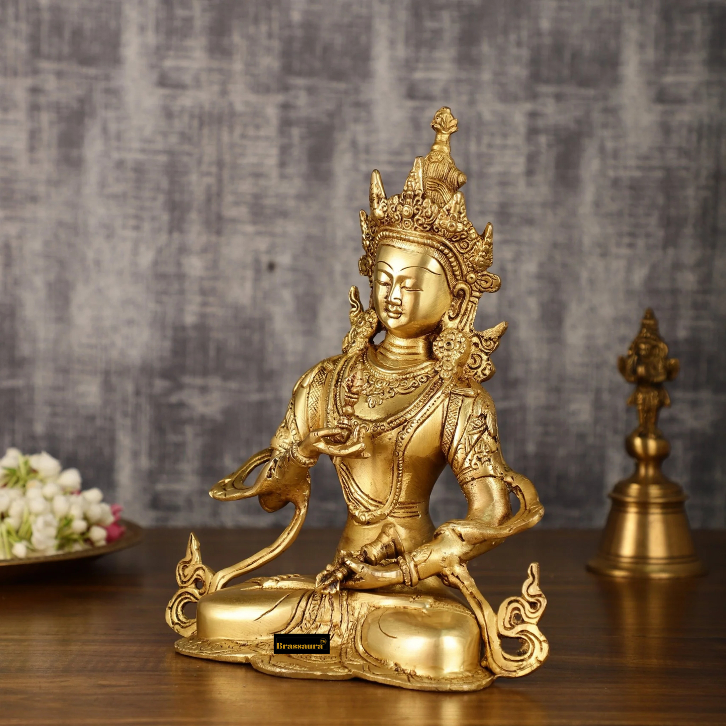 Brassaura™ Brass Vajrasattva Buddha Statue – Height 10.5 Inches, Weight 2.8 Kgs