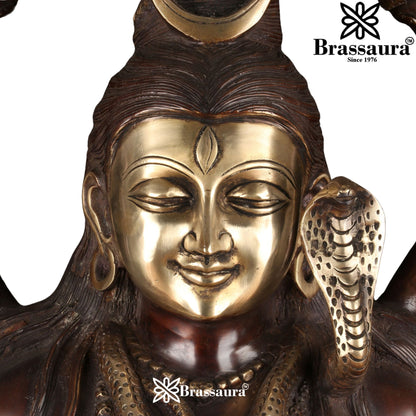 Brassaura™ Traditional Brass Lord Shiva Murti – Height 30 & Weight 48 Kgs | Sacred Home Accent
