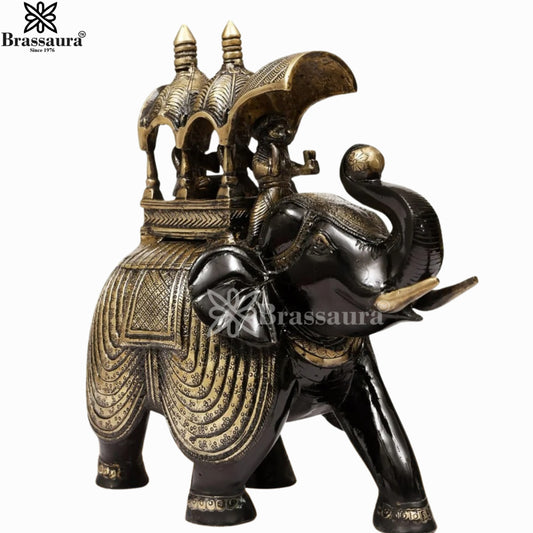 घर की सजावट और उपहार वस्तुओं के लिए पीतल का बड़ा हाथी, वज़न 7.6 किग्रा, ऊंचाई 12 इंच