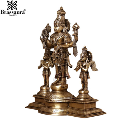 Brass Vishnu Garuda & Hanuman Statue Weight 25 Kg And Height 24.5 Inch