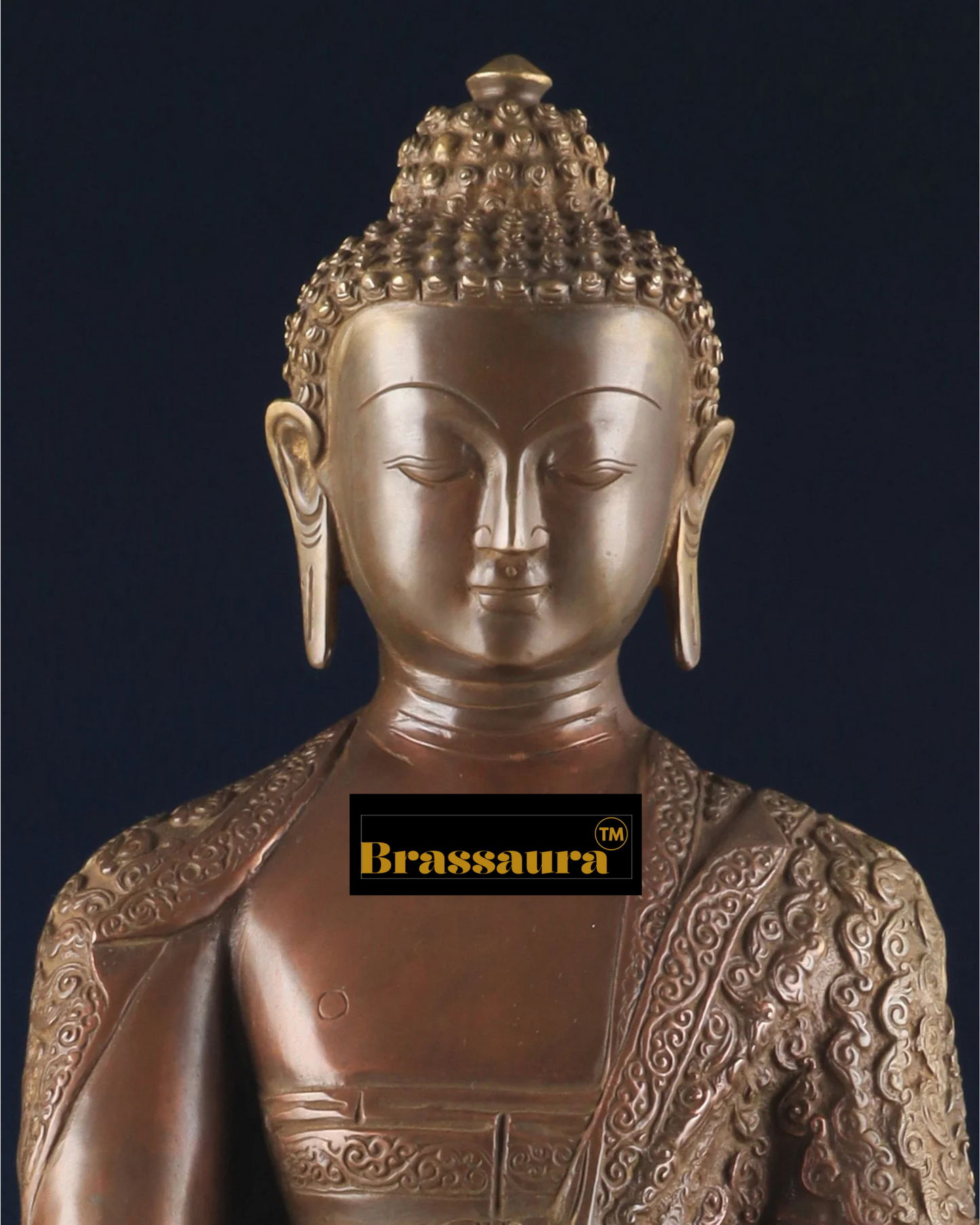 Brassaura™ Pure Brass Healing Medicine Buddha Idol – Height 17 Inches, Weight 12 Kgs