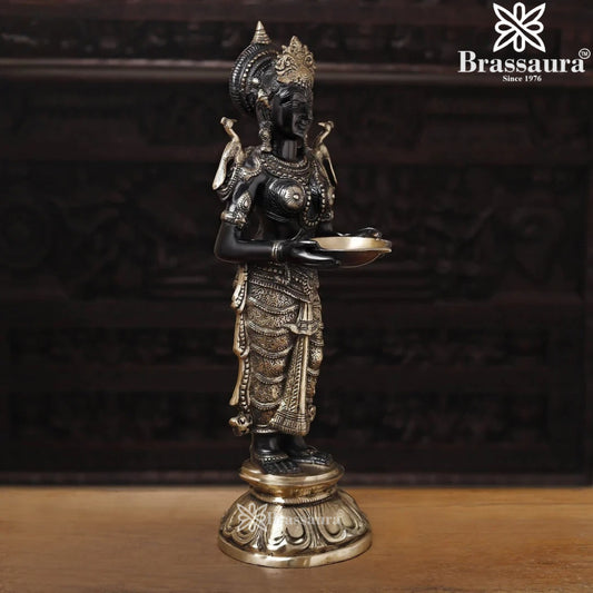 Brassaura™ Premium Brass Laxmi Idol – Height 30.5 Inches & Weight 15.07 Kgs | Goddess Lakshmi Statue