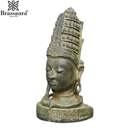 Brass Shiva Head Statue Weight 5.1 Kg And Height 11.9 Inch