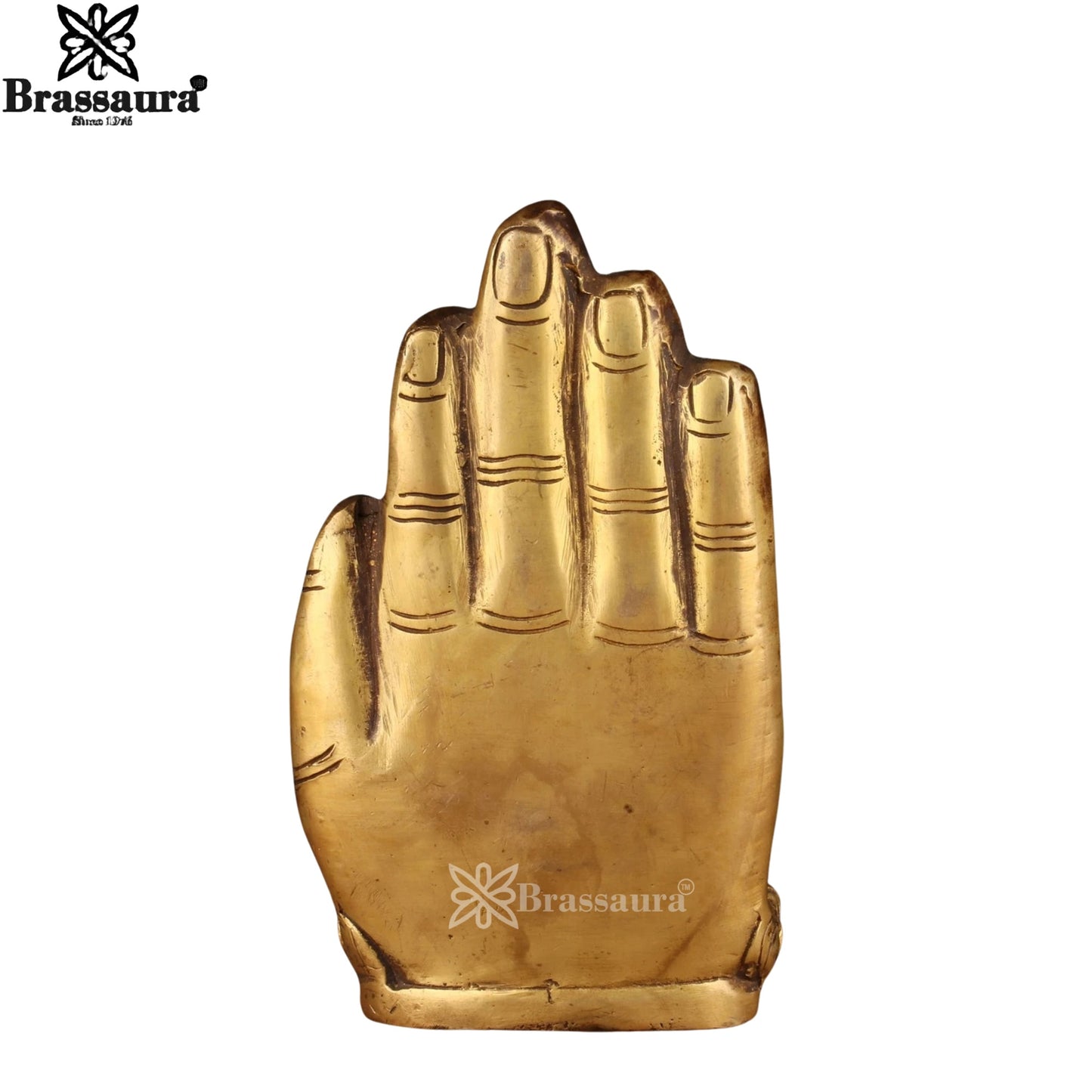 Brass Blessing Artistic Setting On Hand Buddha Weight 1.2 kg & Height 6 Inch