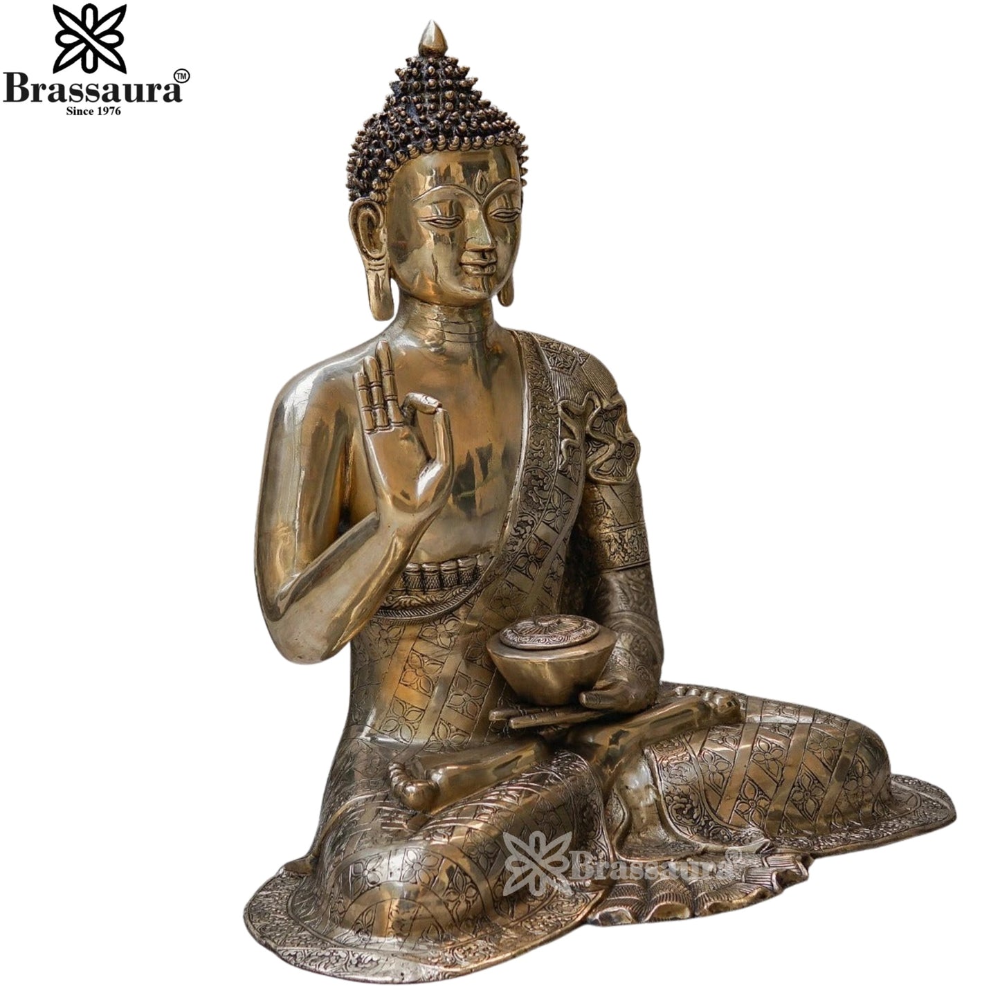 Brass Blessing Buddha Weight 36 kg & Height 30 Inch