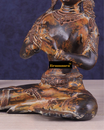Brassaura™ Pure Brass Dharmachakra Buddha Statue – Height 10 Inches, Weight 3.27 Kgs
