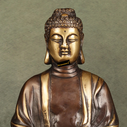 Brassaura™ Pure Brass Meditative Buddha Statue in Antique Brown Finish – Height 10 Inches & Weight 4.25 Kgs