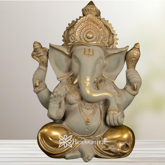 Brass Ganesha Statue Weight 9.2 Kg And Height 12 Inch