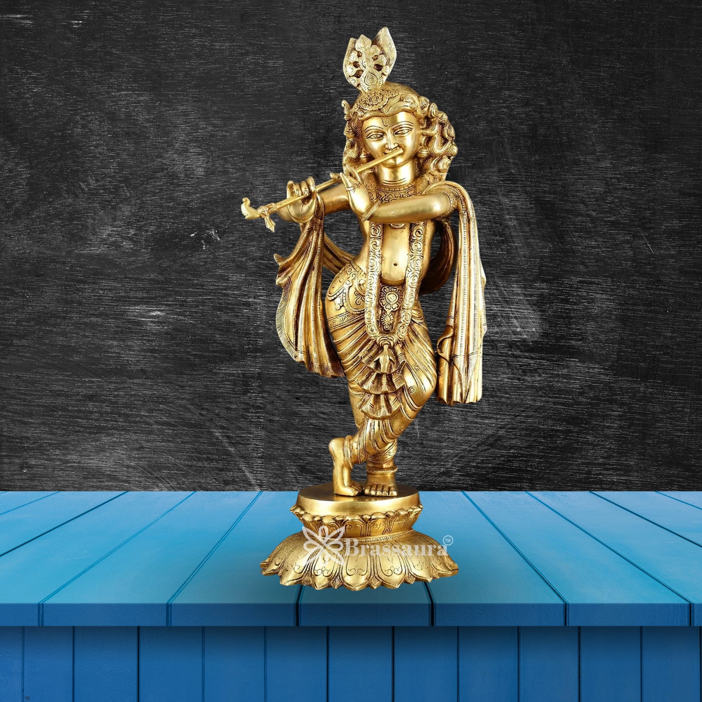 Brass Royal Gold Krishna Murti Weight 20 Kg And Height 27 Inch