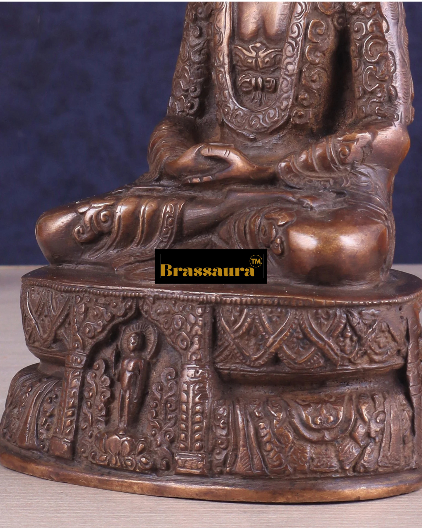 Brassaura™ Pure Brass Buddha Statue – Height 7 Inches, Weight 1.4 Kgs