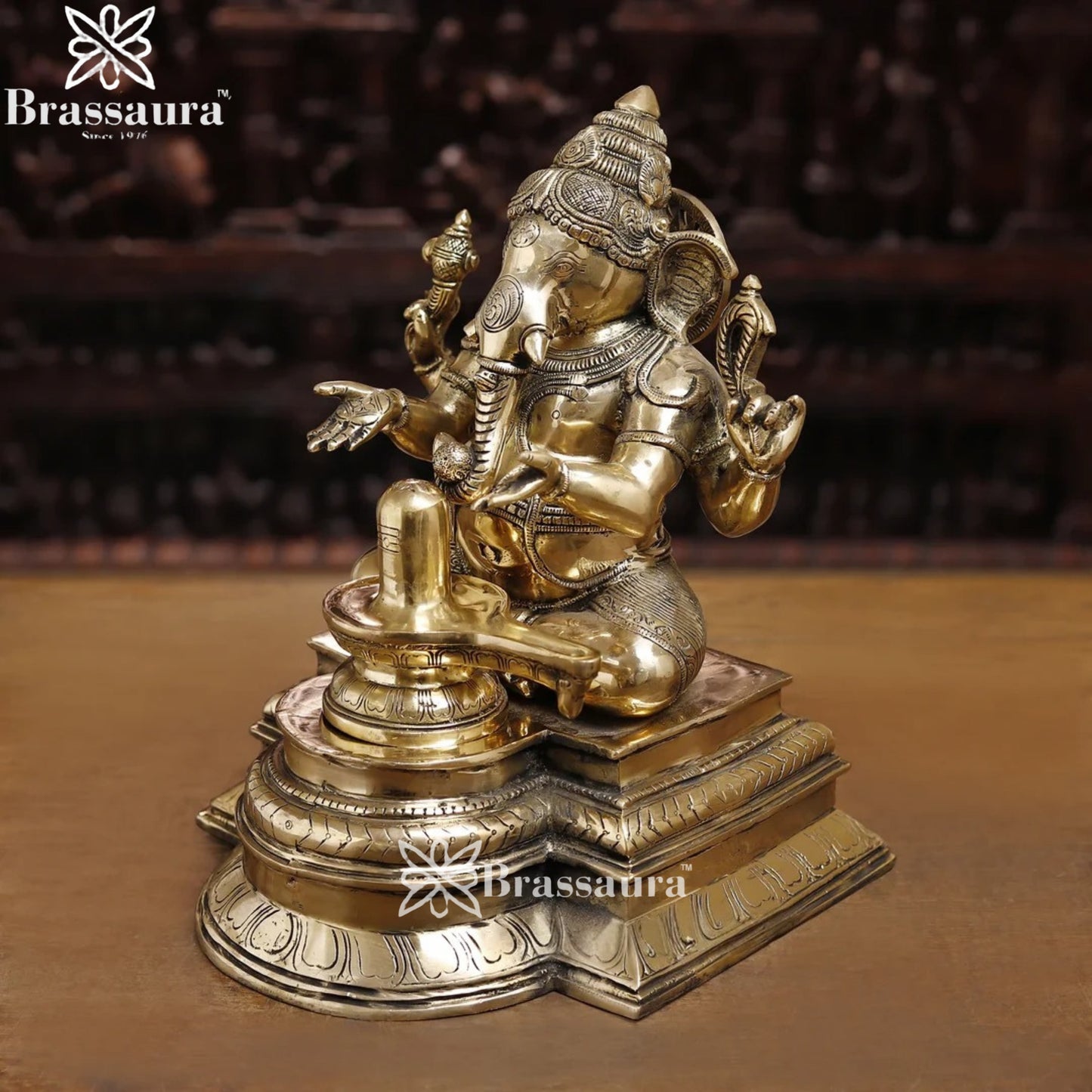 Brass Ganesha & Shivling Weight 15.8 Kg & Height 14.5 Inch