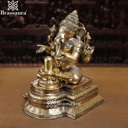 Brass Ganesha & Shivling Weight 15.8 Kg & Height 14.5 Inch