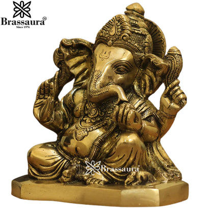 Brass Ganesha Statue Weight 3.8 Kg And Height 8 Inch