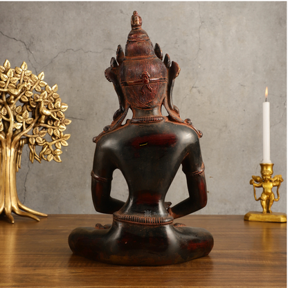 Brassaura™ Pure Brass Blessing Buddha Statue in Green Antique Finish – Height 10.5 Inches, Weight 3.42 Kgs (Copy) (Copy)