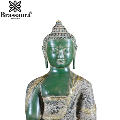 Brass Bhumisprasa Buddha Weight 11.1 kg & Height 16 Inch