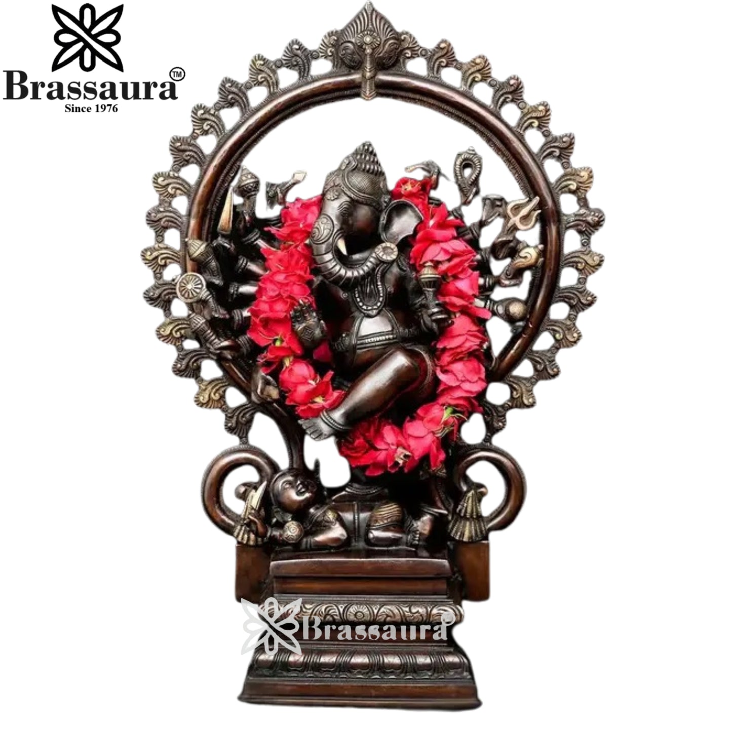 Brass Dancing Ganesha Statue Weight 20.53 Kg And Height 25.2 Inch