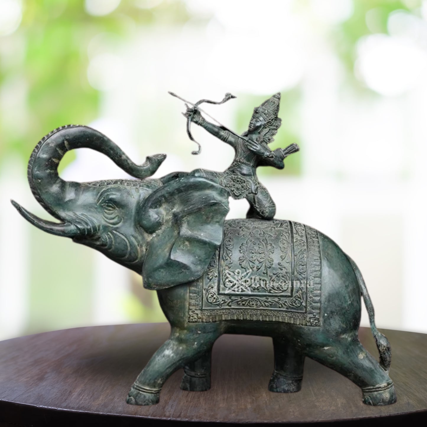 Bronze Lord Indra With Airavata Balinese Statue Weight 8 Kg And Height 19 Inch