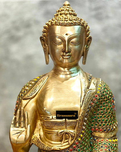 Brassaura™ Pure Brass Blessing Buddha Statue – Height 21.5 Inches & Weight 22 Kgs