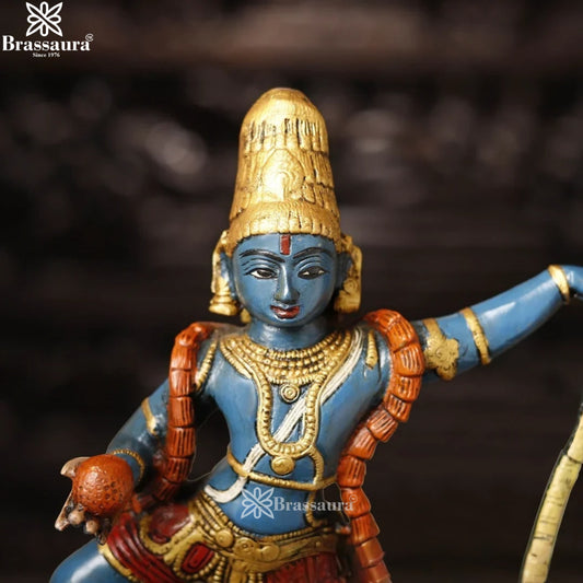 Brassaura® Dancing Lord Krishna on Kaliya Naag Idol | Pure Superfine Brass Handcrafted Murti | Multicolor Brass Statue for Home Temple, Pooja Room & Living Room | Height 21 Inches | Weight 7.83 Kgs
