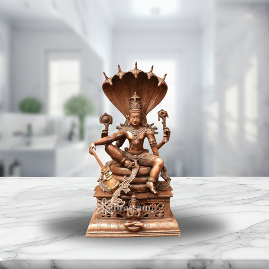 Brass Vishnu On Sheshnaag Statue Weight 35 Kg And Height 28 Inch