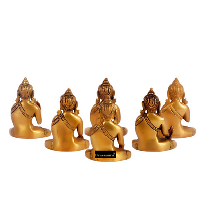 Brassaura™ Brass 6 Pcs Buddha Idol for Home and Decor | Weight 3.2 Kg | Height 3 Inches