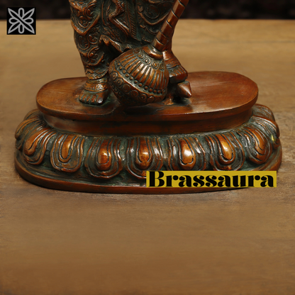 Brassaura™ Brass Standing Ganesh on Pedestal – Copper Finish – Height 19 Inches, Weight 10.55 Kgs