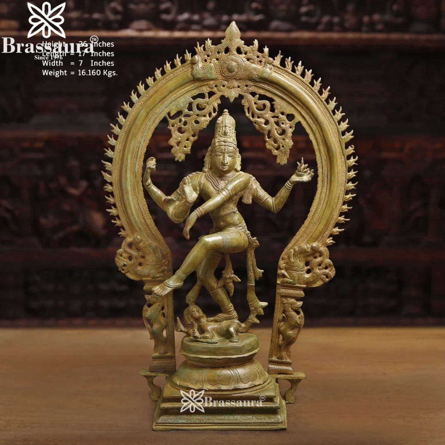 Brass Patina Dancing Natraj Statue Weight 16.16 Kg And Height 26 Inch