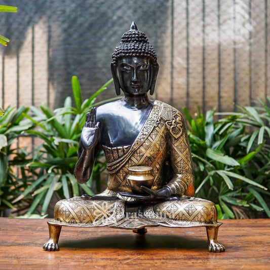 Brass Blessing Buddha Weight 21 kg & Height 25.5 Inch