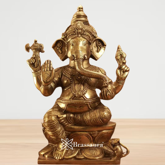 Brass Ganesha Statue Weight 5.35 Kg And Height 12.5 Inch