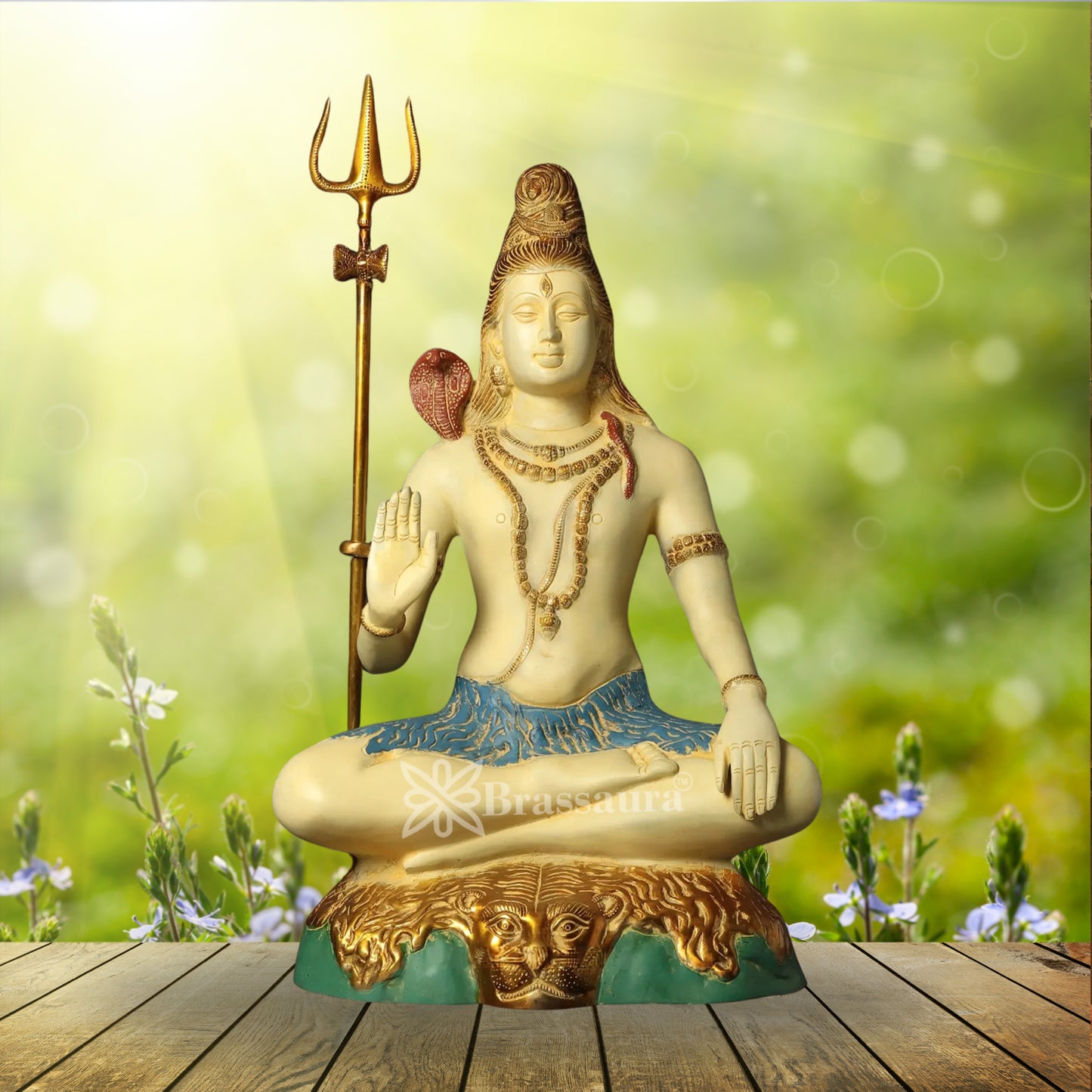 Brassaura™ Elegant Mini Brass Shiva Murti – Height 24.5 Inches & Weight 17.4 Kgs | Hindu God Statue