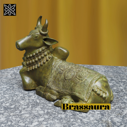 Brassaura™ Brass Nandi Statue | 18 Inches Height | 17.9 Kgs Weight | Elegant Finish