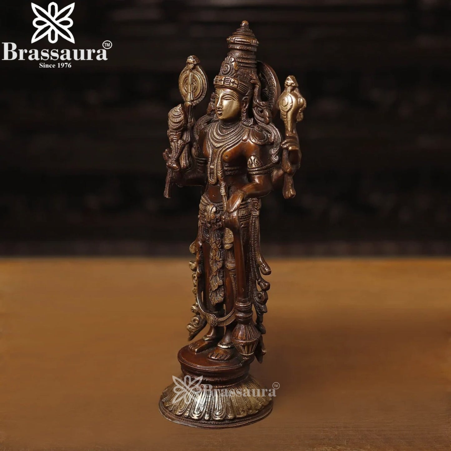 Brass Vishnu Statue Weight 3.38 Kg And Height 12.5 Inch