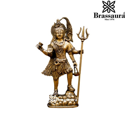 Brassaura™ Brass Lord Shiva Murti – Height 23 Inches & Weight 13 Kgs | Puja Idol for Temple & Gifting
