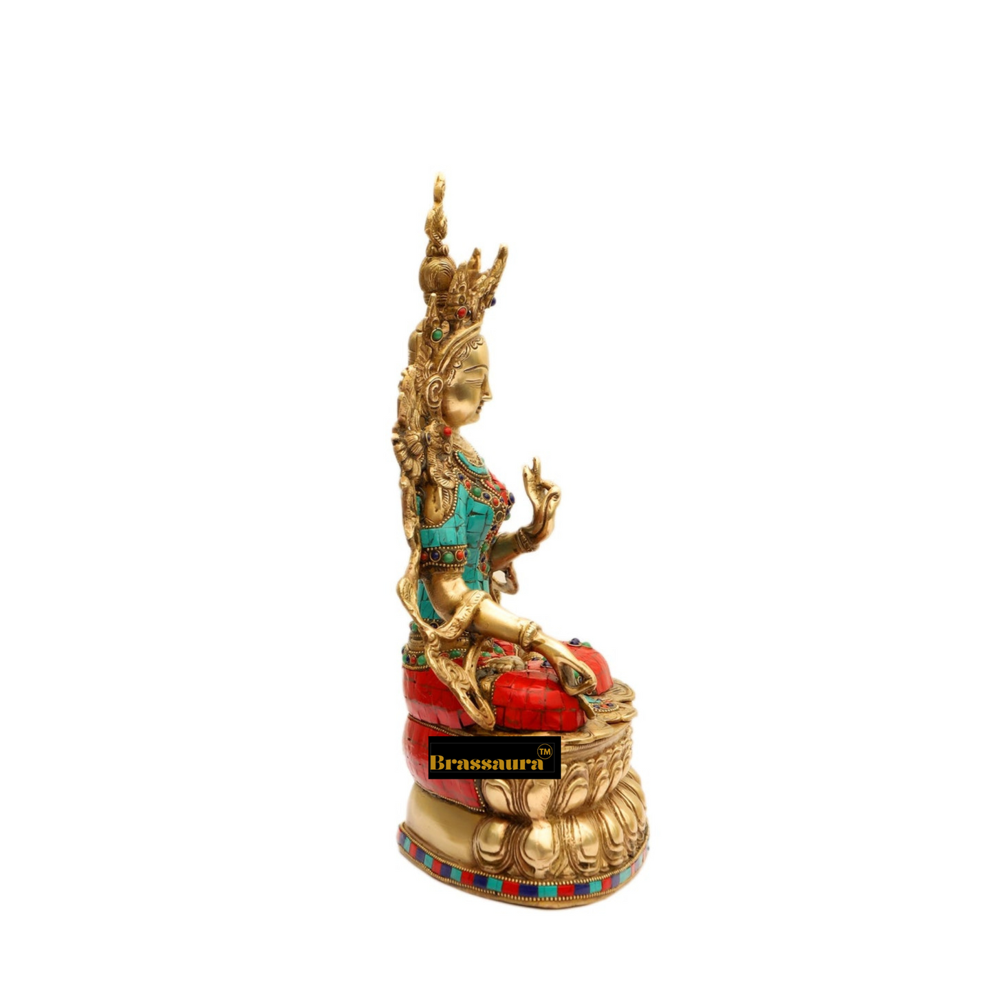 Brassaura™ Pure Brass White Tara Statue – Height 14 Inches | Weight 7.5 Kgs | Spiritual Decor
