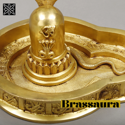 Brassaura™ Pure Brass Shivling– 8 Inch Height, 5.750 Kg Weight – Handcrafted Sacred Symbol of Lord Shiva