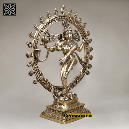 Brassaura™ Brass Nataraja Idol – 33 inch | 24.93 kg | Dancing Shiva Statue in Golden Finish for Home, Temple & Gift Décor