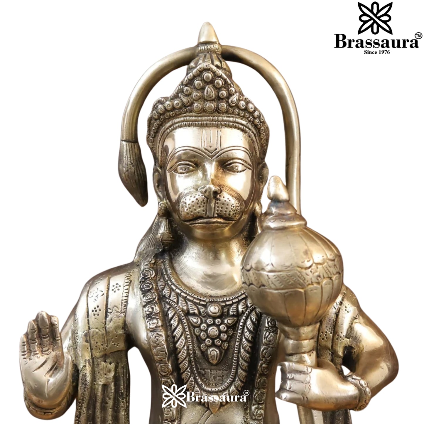 Brassaura™ Brass Standing Hanuman Idol Height 26 Inches & Weight 13.44 Kgs | Spiritual Gifting & Home Temple Decor