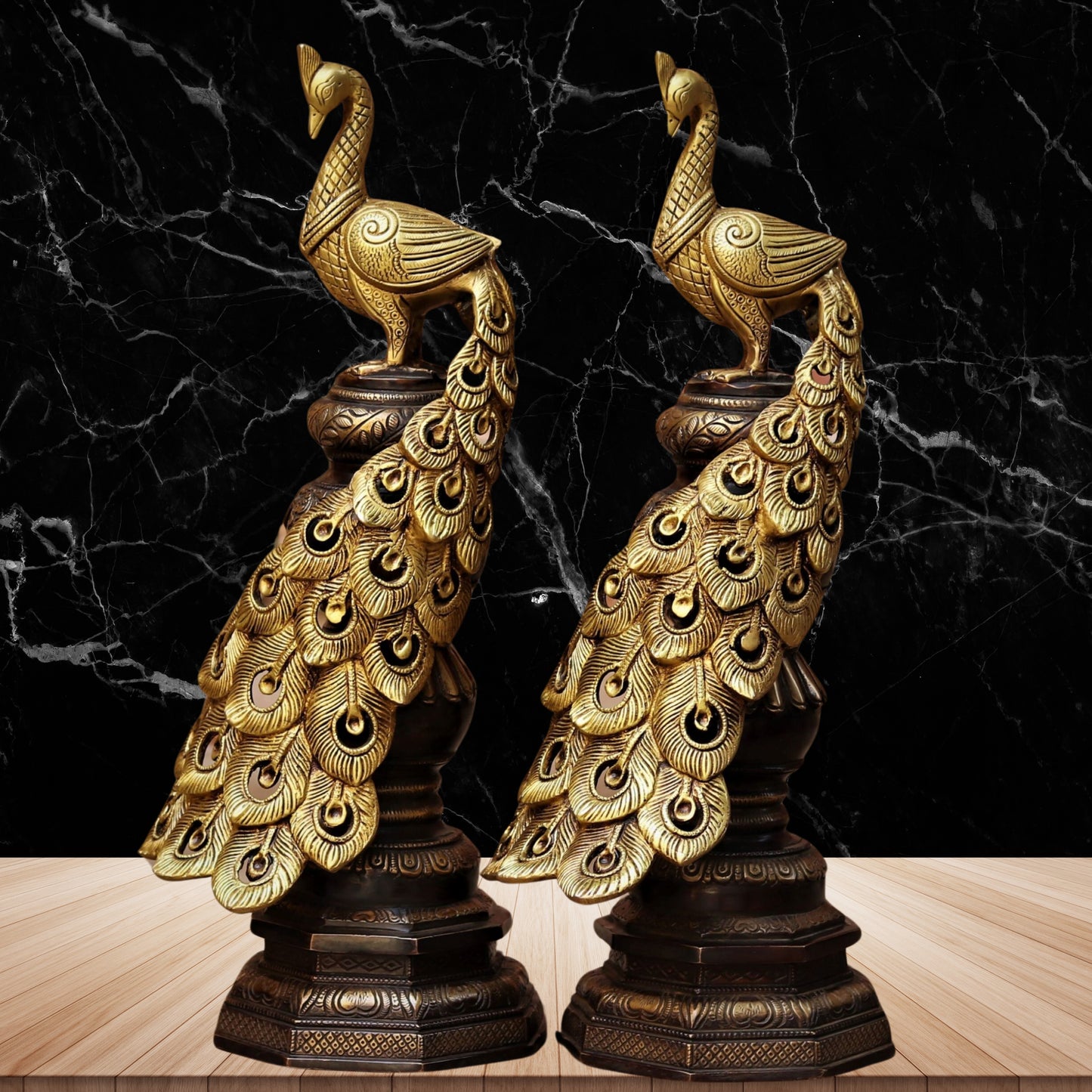 Brass Peacock Pair For Home Décor And Gift Items Weight 14.5 kg Height 19 Inch