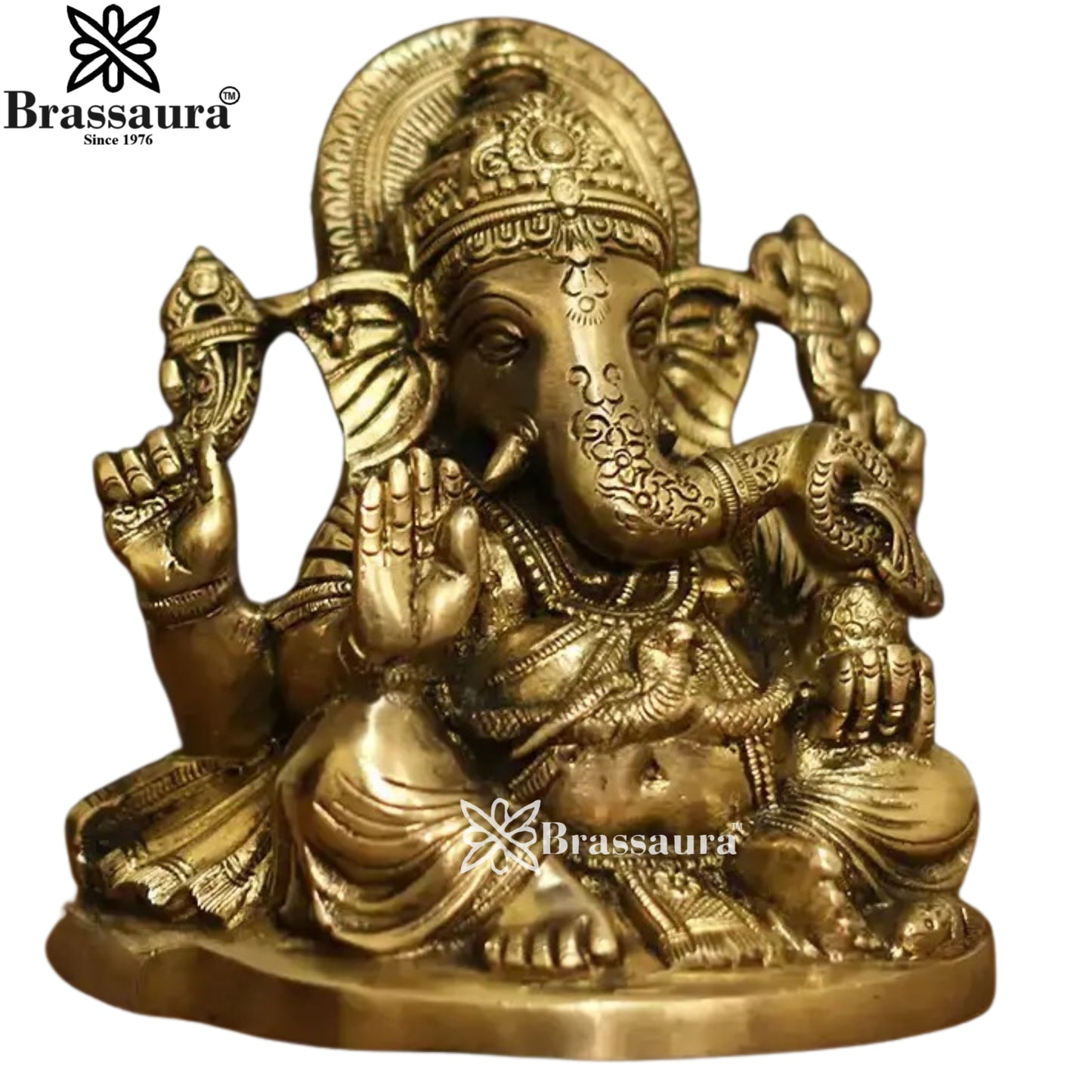 Brass Ganesha Statue Weight 2.3 Kg And Height 6.5 Inch
