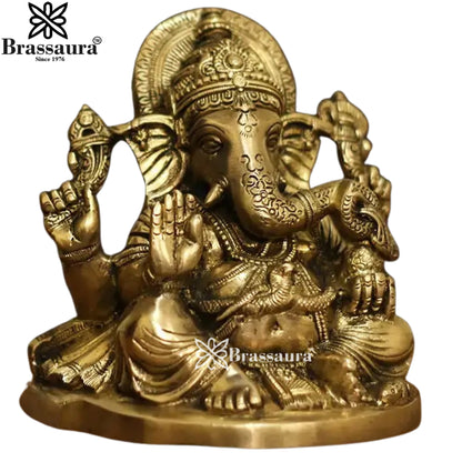 Brass Ganesha Statue Weight 2.3 Kg And Height 6.5 Inch