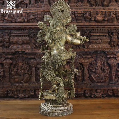 Brass Krishna Murti Weight 73.24 Kg And Height 43 Inch