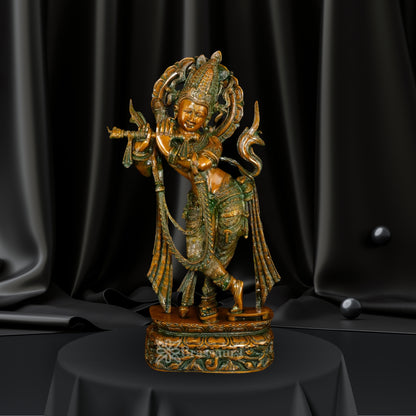 Brass Krishna Murti Weight 10.5 Kg And Height 22 Inch