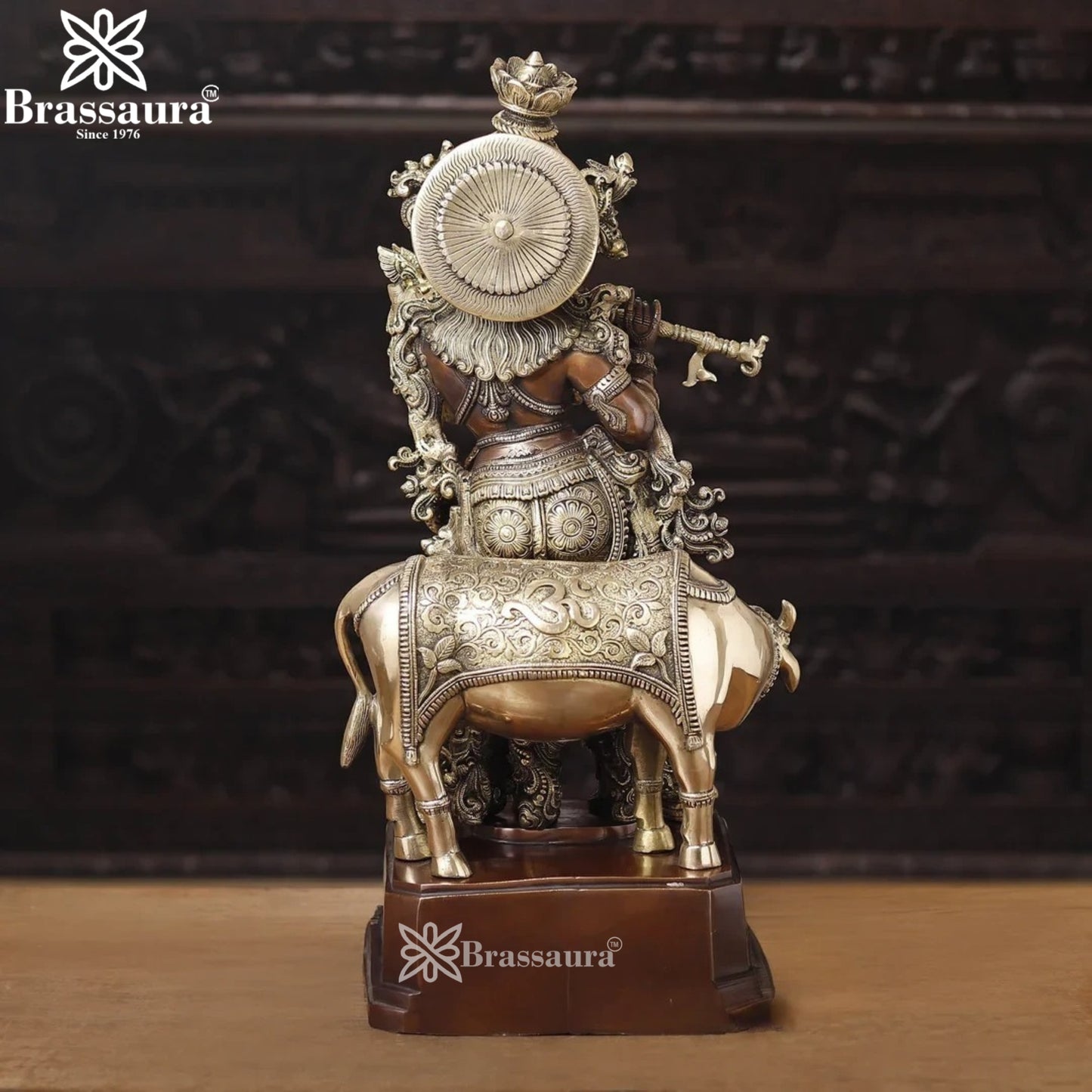 Brass Cow Krishna Murti Weight 34.66 Kg And Height 28 Inch