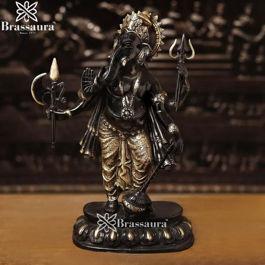 Brass Standing Ganesha Weight 10.2 Kg & Height 19 Inch