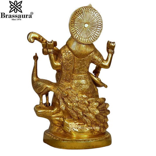 Brassaura™ Brass Saraswati Idol – Height 15 Inches & Weight 10 Kgs | Elegant Home & Temple Décor