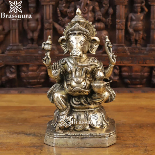 Brass Ganesha Weight 9 Kg & Height 15 Inch