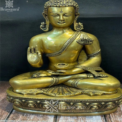 Brass Blessing Buddha Weight 16.2 kg & Height 19 Inch