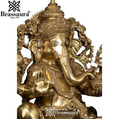 Brass Ganesha Statue Weight 34.5 Kg And Height 26 Inch